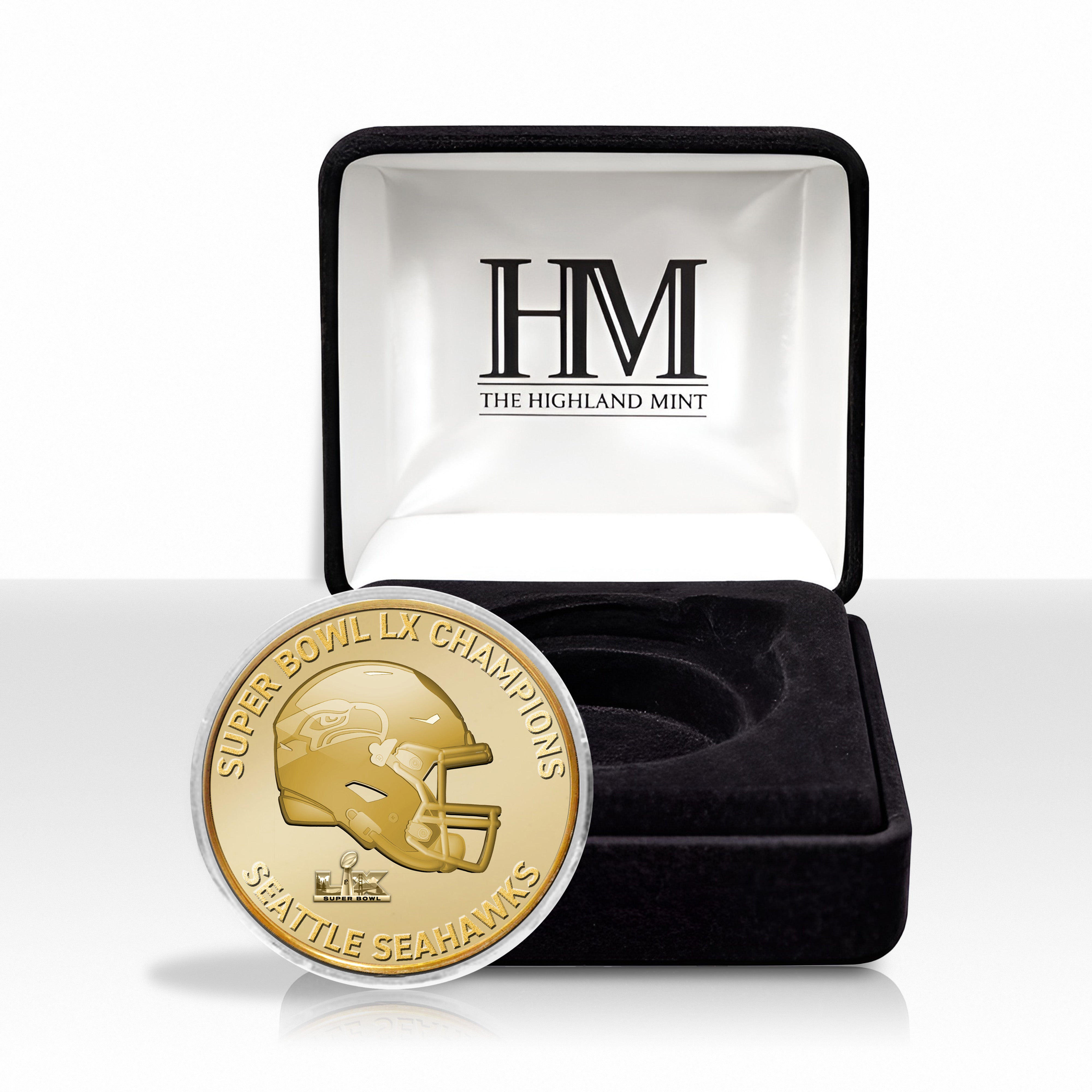 Seattle Seahawks Super Bowl LX Champions Gold Plated Coin - Sports Gifts, Sports Memorabilia, Sports Collectibles, Fan Shop