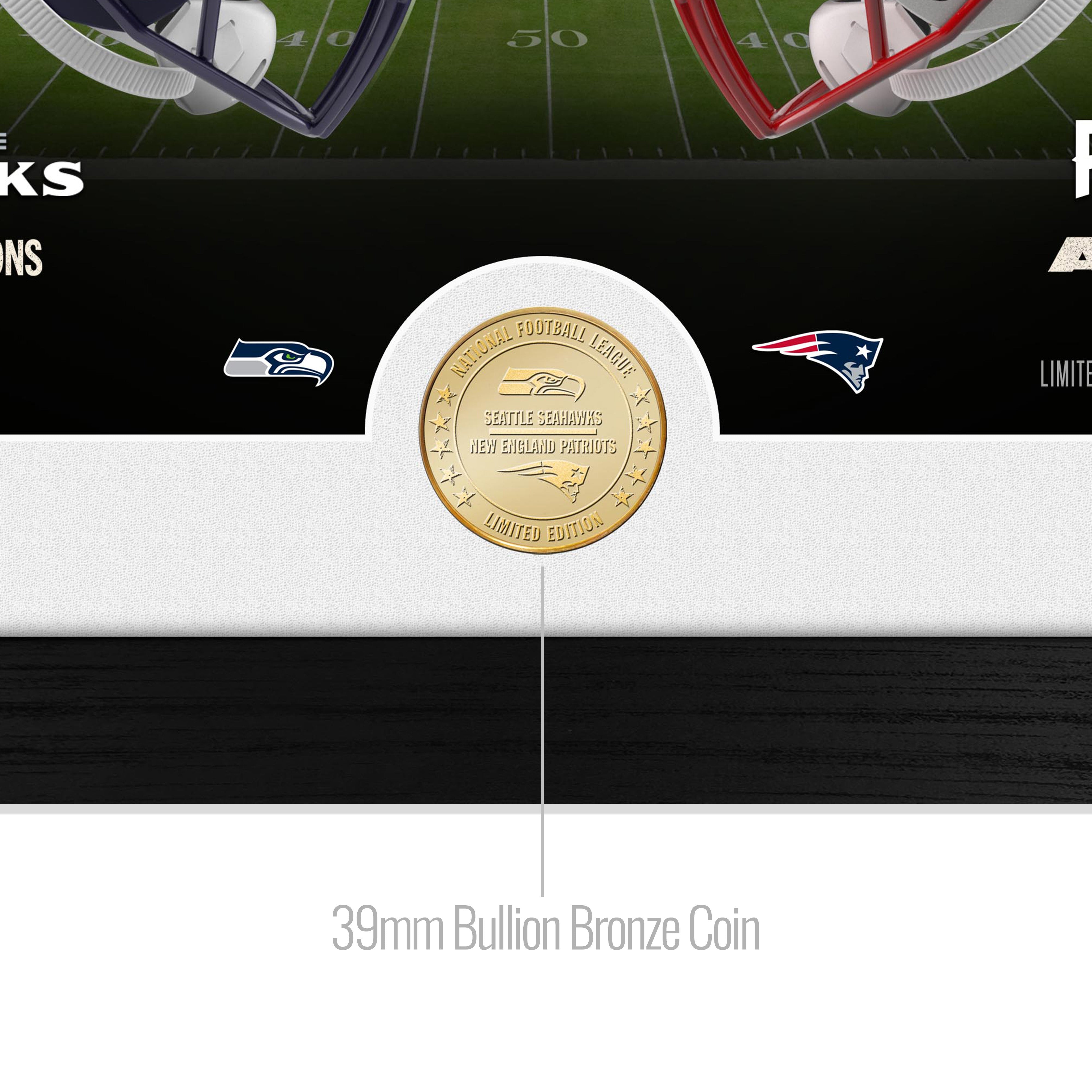 New England Patriots vs. Seattle Seahawks Super Bowl LX Match up Bronze Coin Photo Mint - Sports Gifts, Sports Memorabilia, Sports Collectibles, Fan Shop