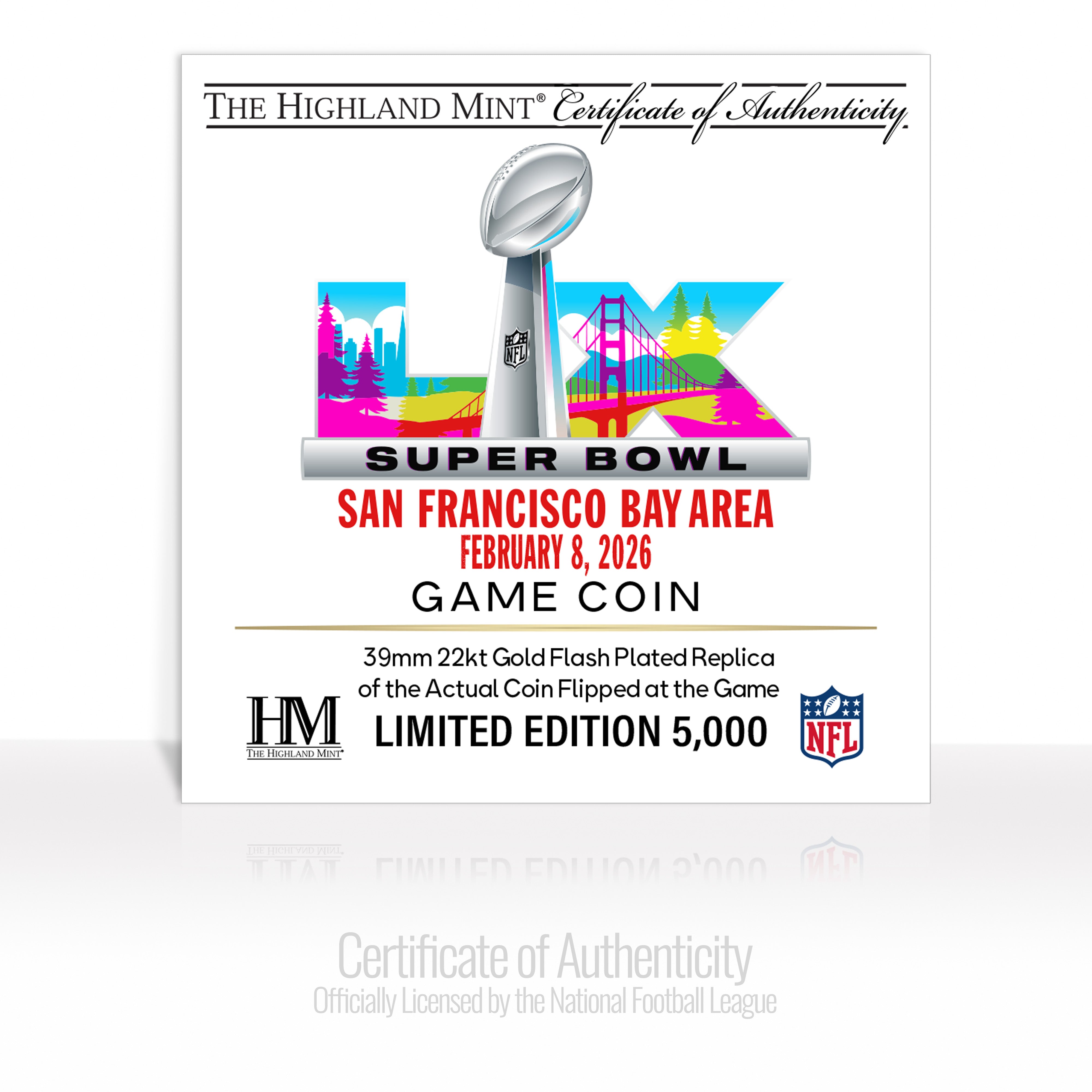 New England Patriots vs. Seattle Seahawks Super Bowl LX Gold Plated Game Coin - Sports Gifts, Sports Memorabilia, Sports Collectibles, Fan Shop