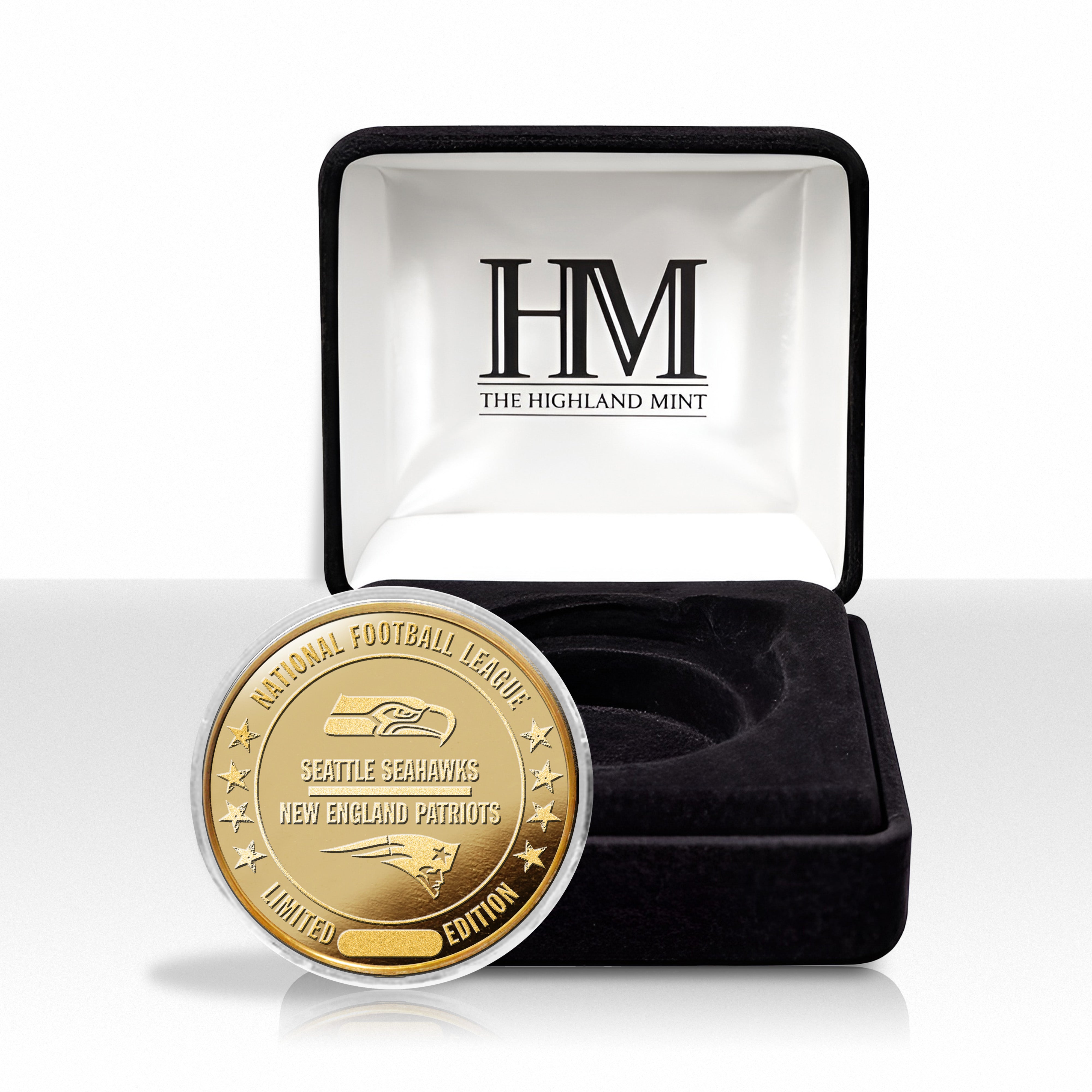 New England Patriots vs. Seattle Seahawks Super Bowl LX Gold Plated Game Coin - Sports Gifts, Sports Memorabilia, Sports Collectibles, Fan Shop