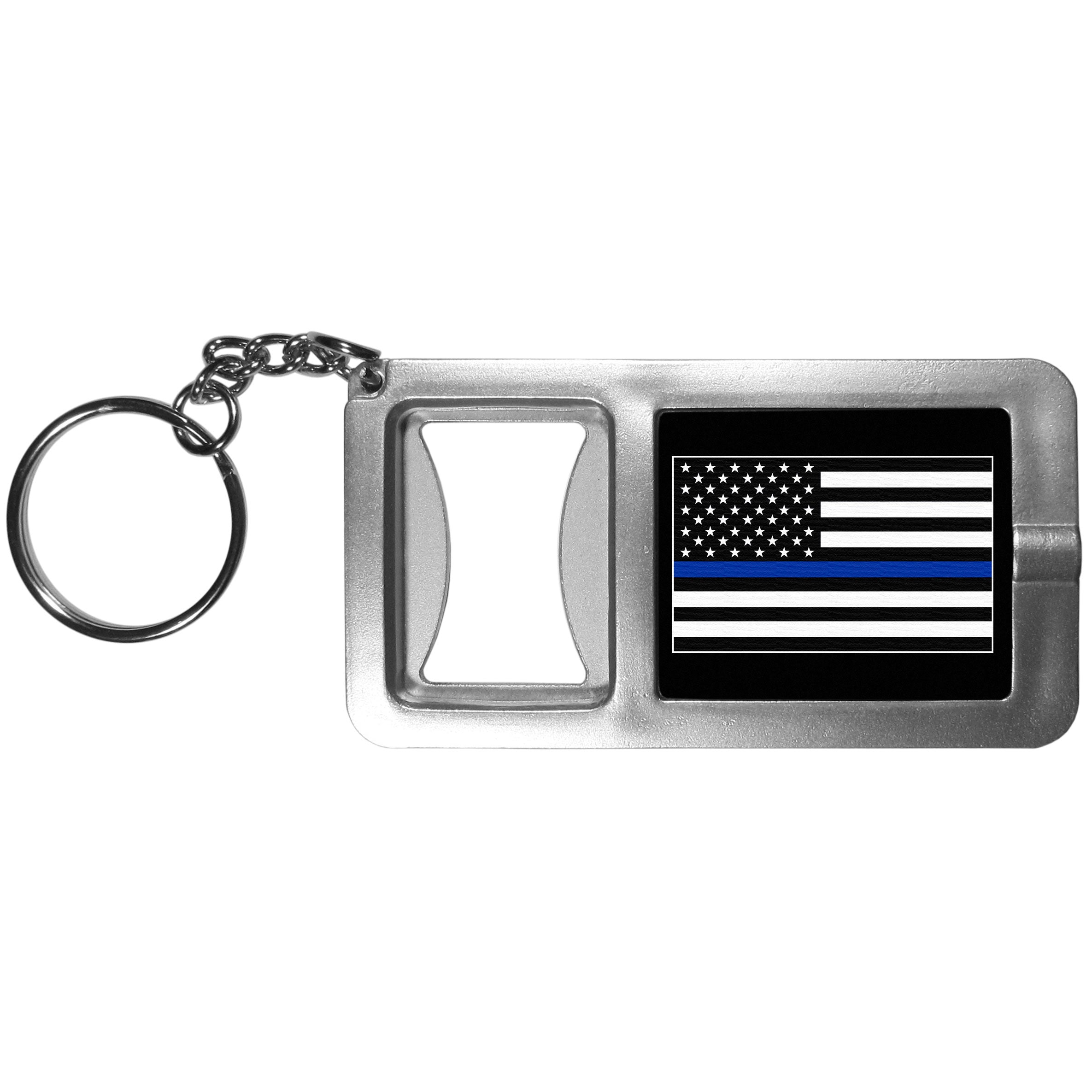 Thin Blue Line Air Force Flag Flashlight Key Chain with Bottle Opener