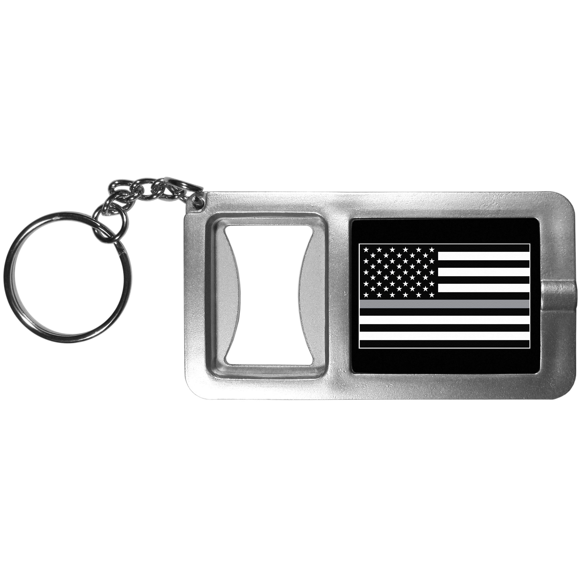 Thin Gray Line National Guard Flag Flashlight Key Chain with Bottle Opener