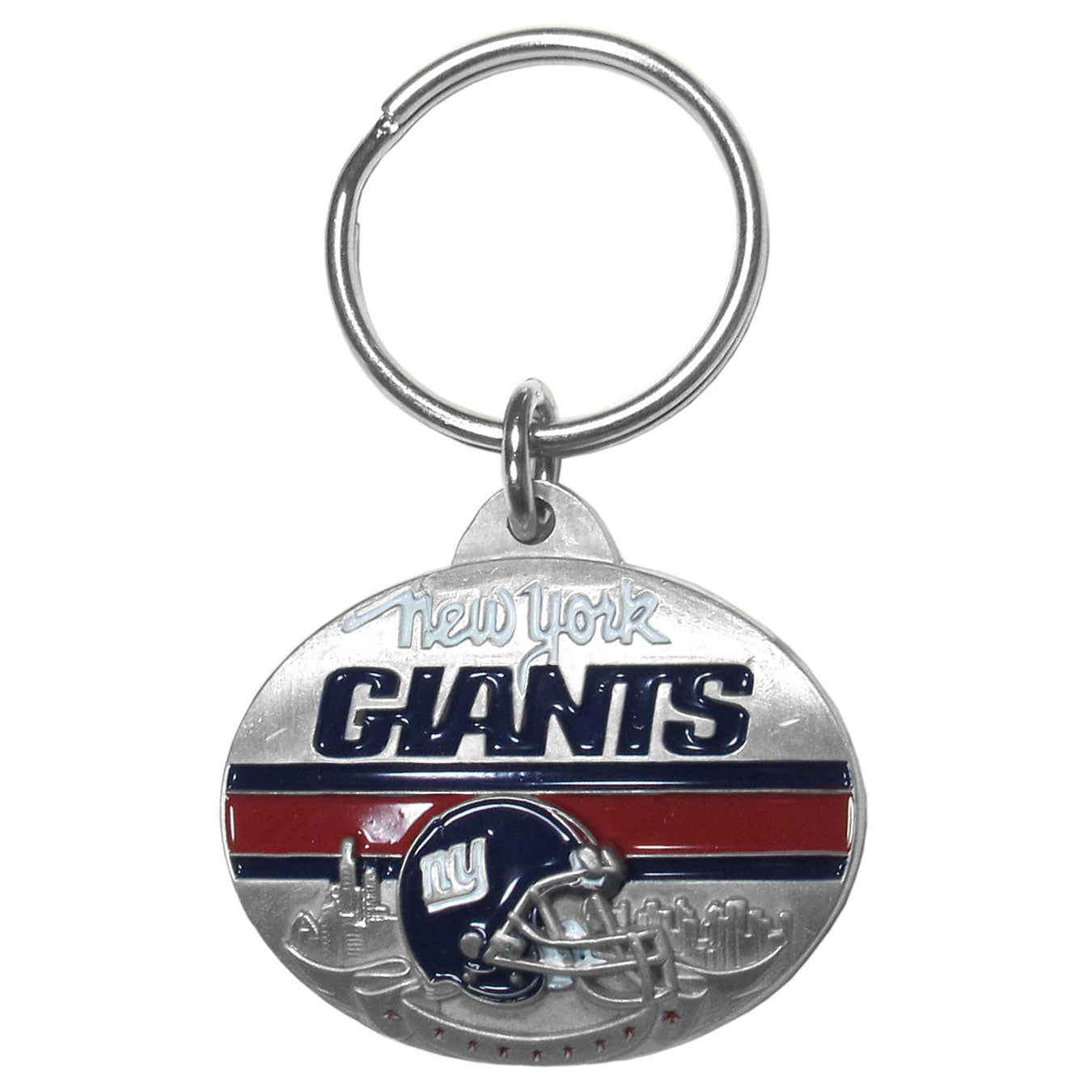 New York Giants Oval Carved Metal Key Chain (SSKG)