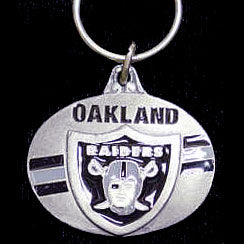 Oakland Raiders Oval Carved Metal Key Chain (SSKG)