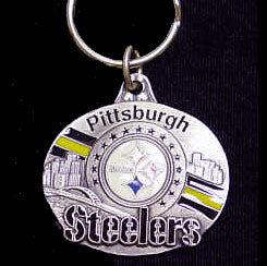 Pittsburgh Steelers Oval Carved Metal Key Chain (SSKG)