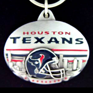 Houston Texans Oval Carved Metal Key Chain (SSKG)