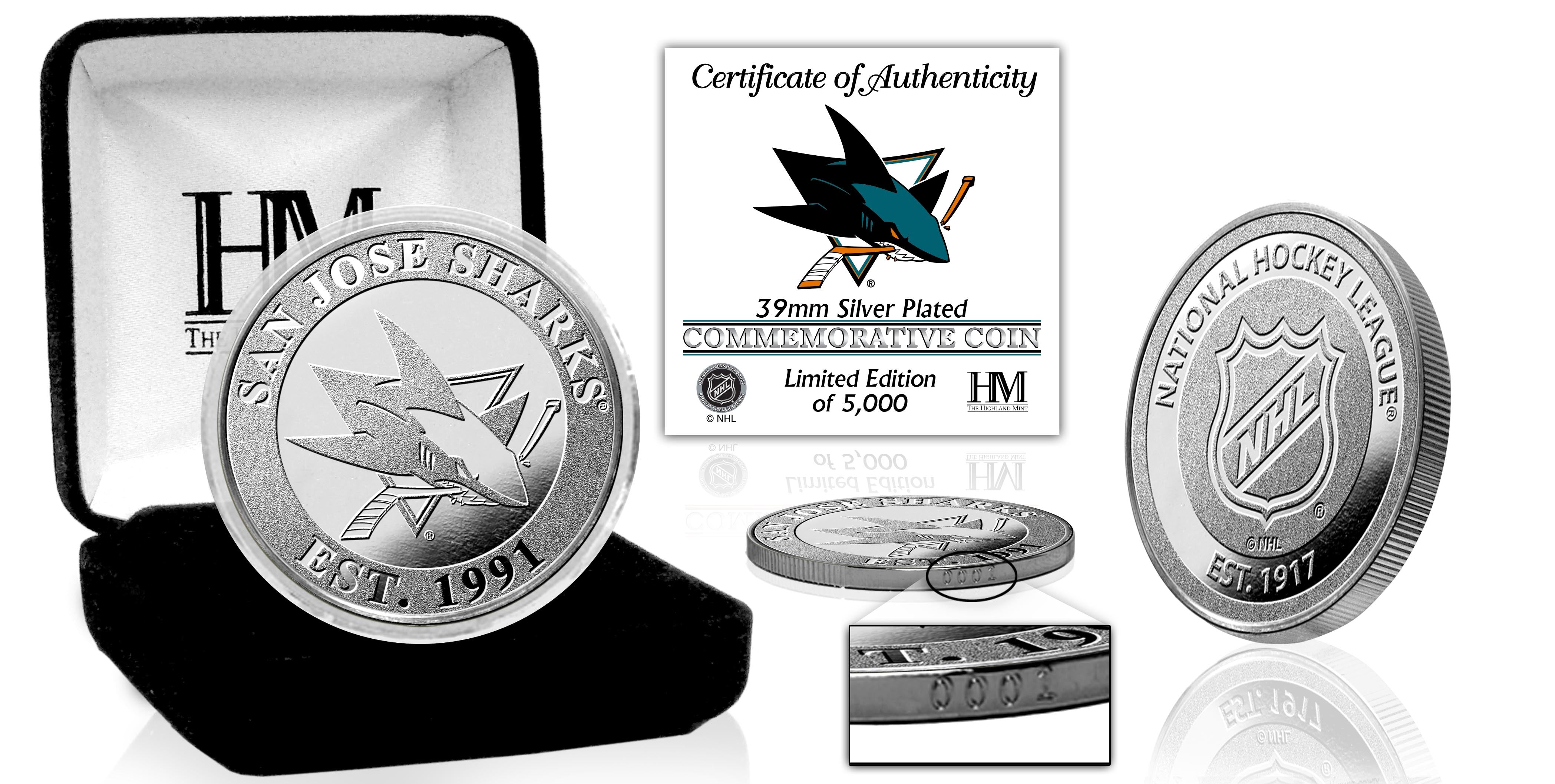 San Jose Sharks Silver Mint Coin - Sports Collectibles, Sports Memorabilia, Sports Fan Shop, Sports Gifts