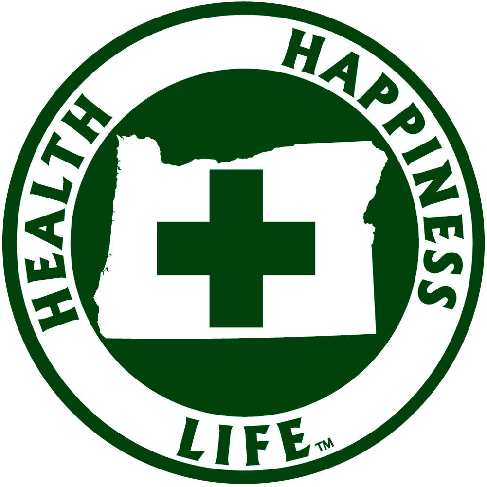 Oregon Health, Happiness, Life Cross Medicinal Marijuana Round Auto Decal