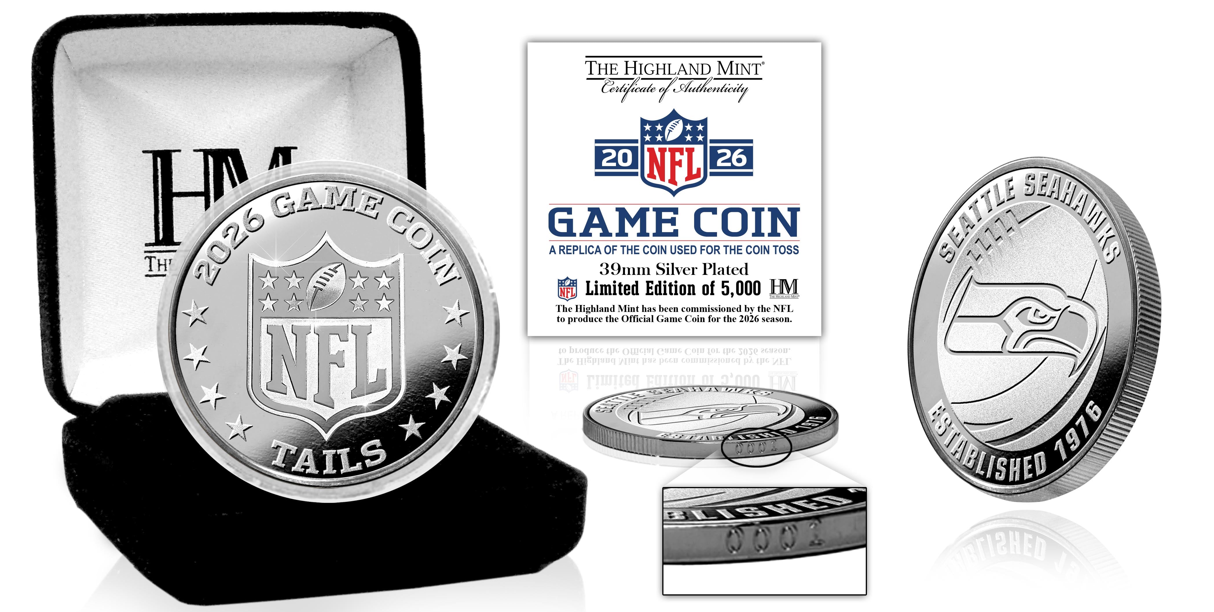 Seattle Seahawks 2026 Silver Plated Game Flip Coin