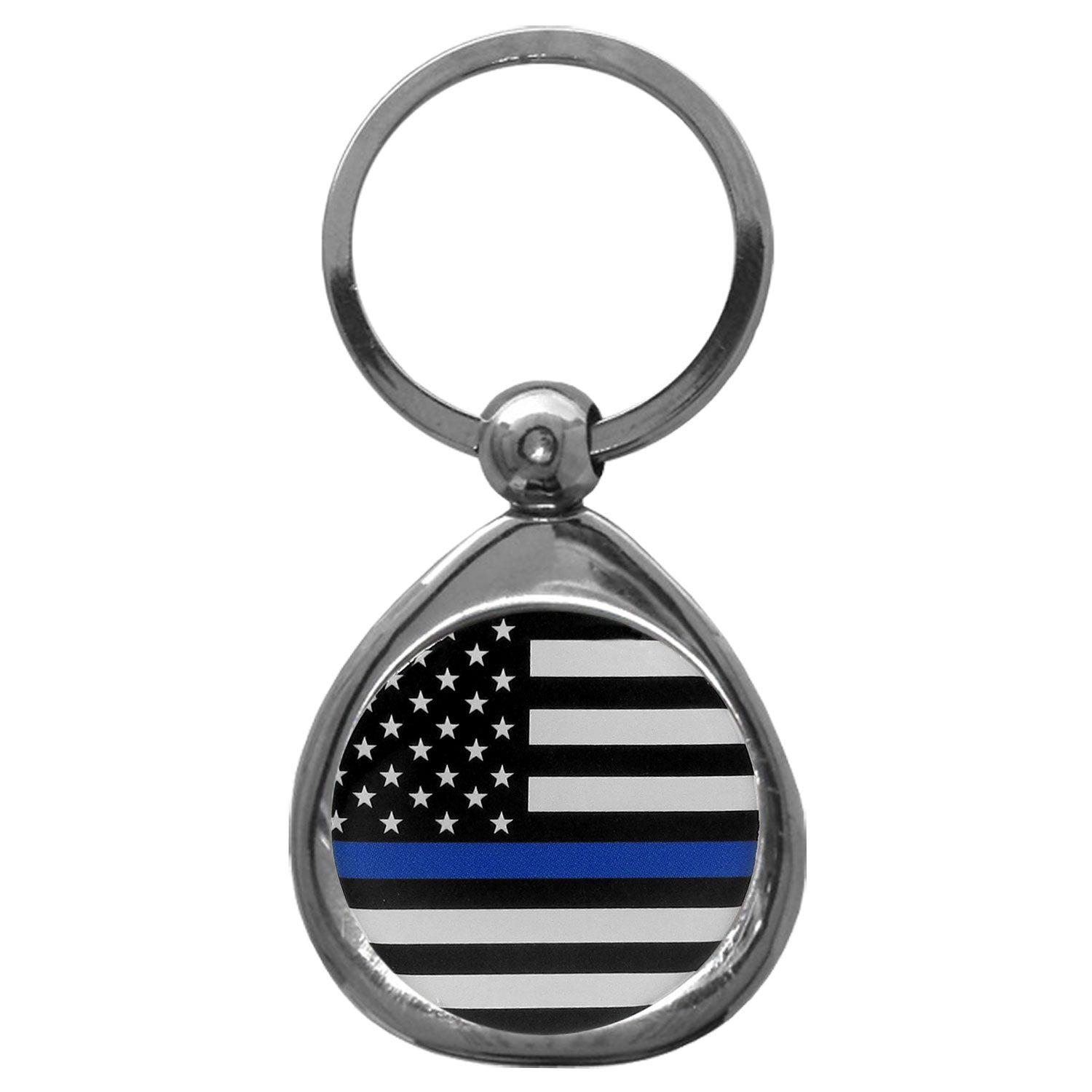 Thin Blue Line Navy Flag Chrome Key Chain