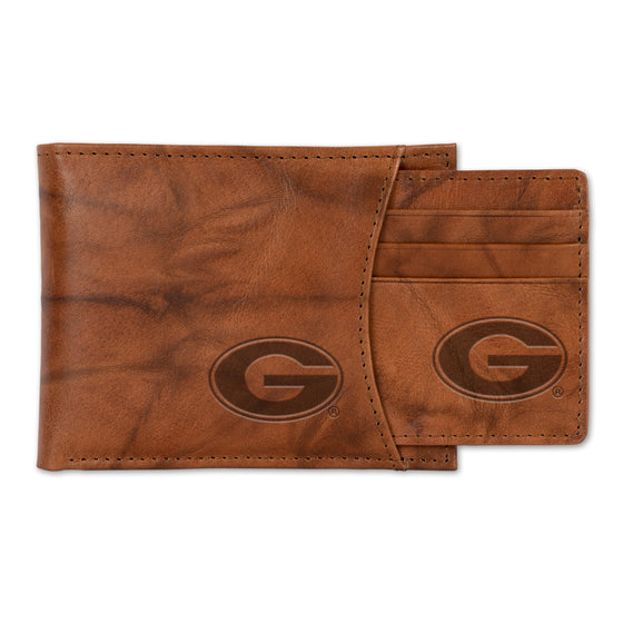 NCAA  Georgia Bulldogs  Genuine Leather Slider Wallet - 2 Gifts in One