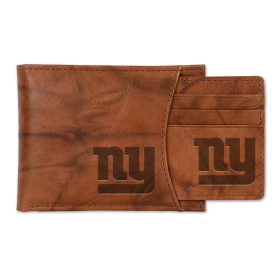 NFL Football New York Giants  Genuine Leather Slider Wallet - 2 Gifts in One