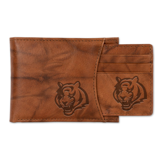 NFL Football Cincinnati Bengals  Genuine Leather Slider Wallet - 2 Gifts in One