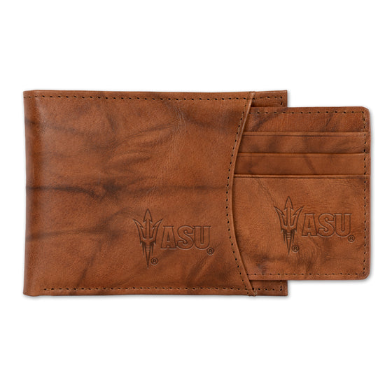 NCAA  Arizona State Sun Devils Standard Genuine Leather Slider Wallet - 2 Gifts in One