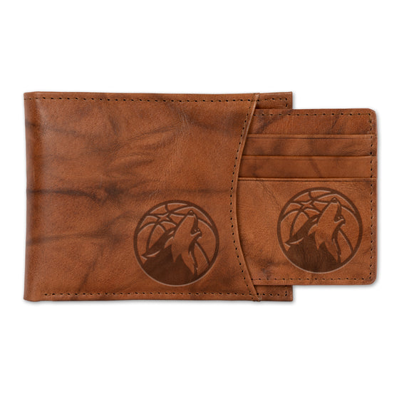 NBA Basketball Minnesota Timberwolves  Genuine Leather Slider Wallet - 2 Gifts in One