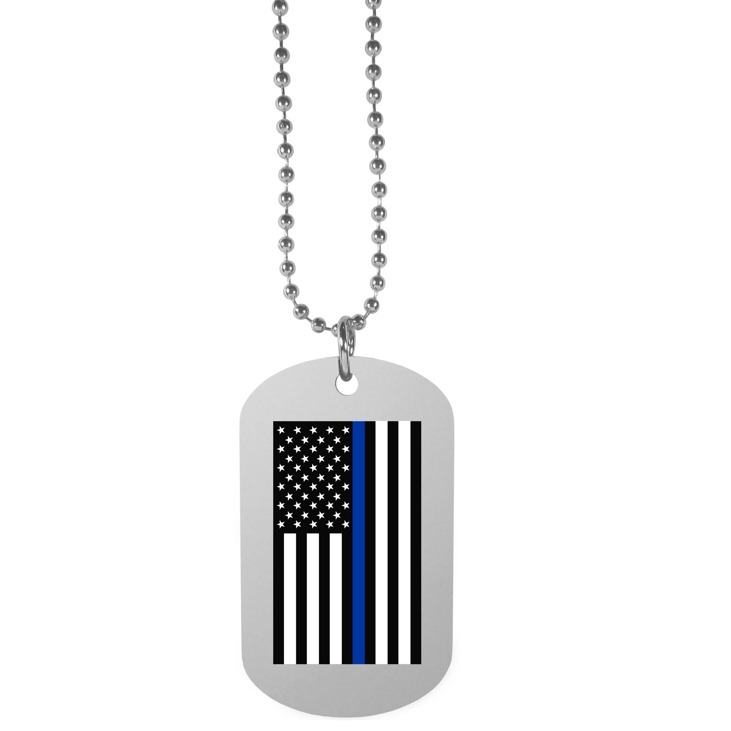 Thin Blue Line Police Flag Tag Necklace