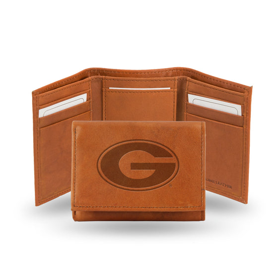 NCAA  Georgia Bulldogs  Brown Embossed Genuine Leather Tri-Fold Wallet