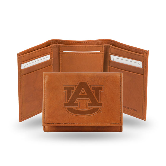 NCAA  Auburn Tigers  Brown Embossed Genuine Leather Tri-Fold Wallet