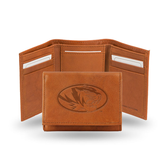 NCAA  Missouri Tigers  Brown Embossed Genuine Leather Tri-Fold Wallet