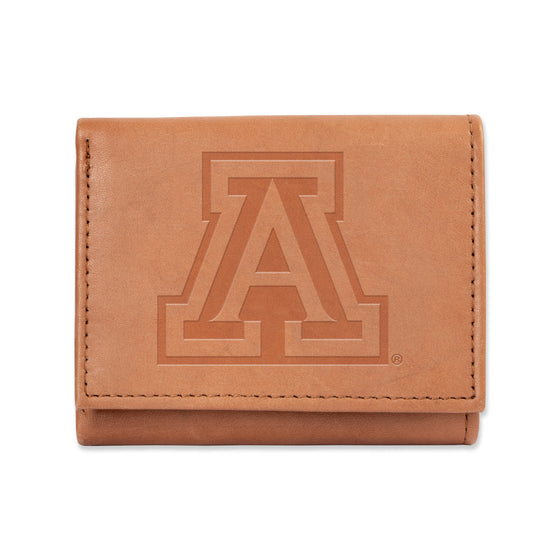 NCAA  Arizona Wildcats  Brown Embossed Genuine Leather Tri-Fold Wallet