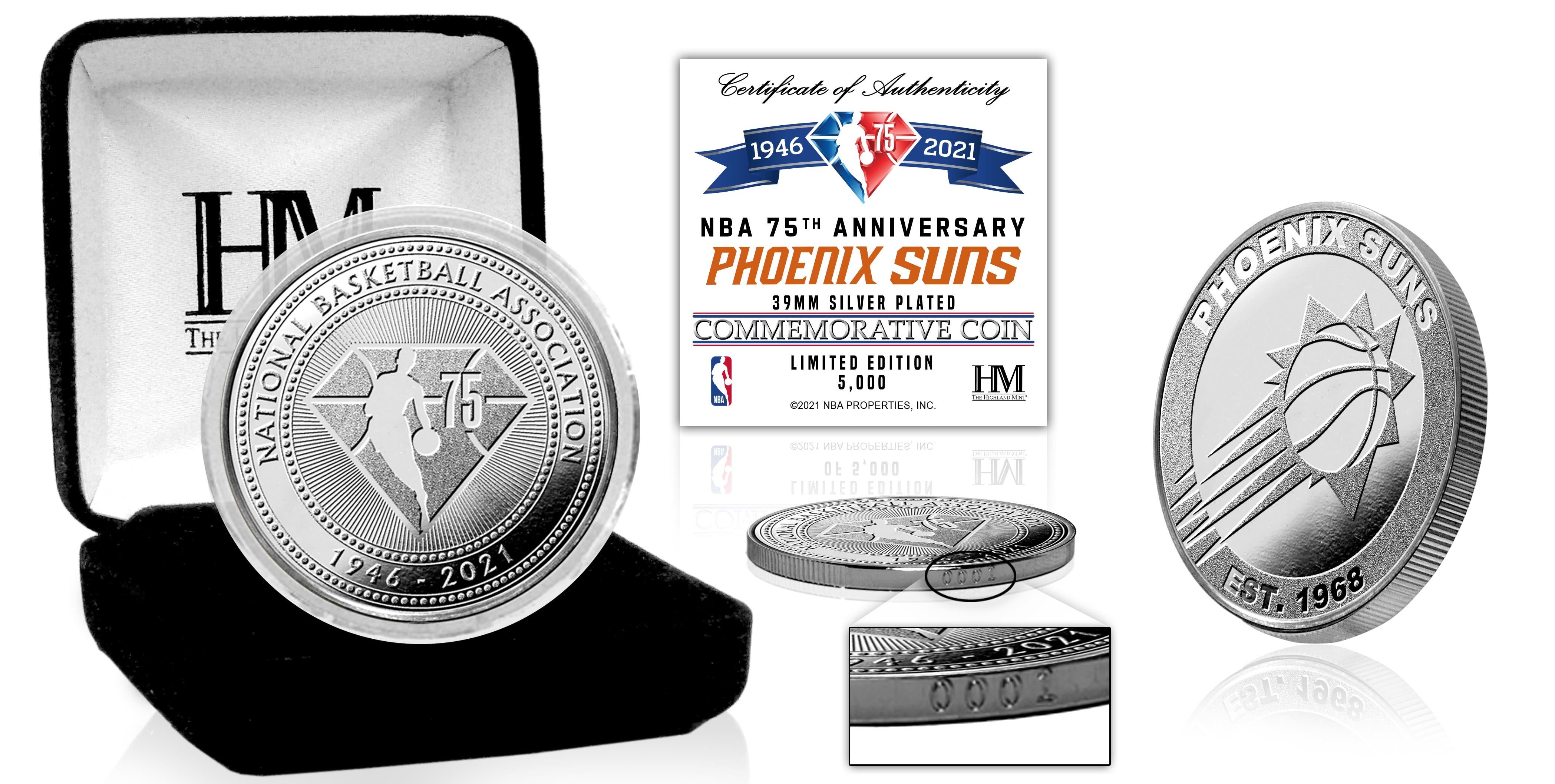 Phoenix Suns NBA 75th Anniversary Silver Mint Coin - Sports Collectibles, Sports Memorabilia, Sports Fan Shop, Sports Gifts