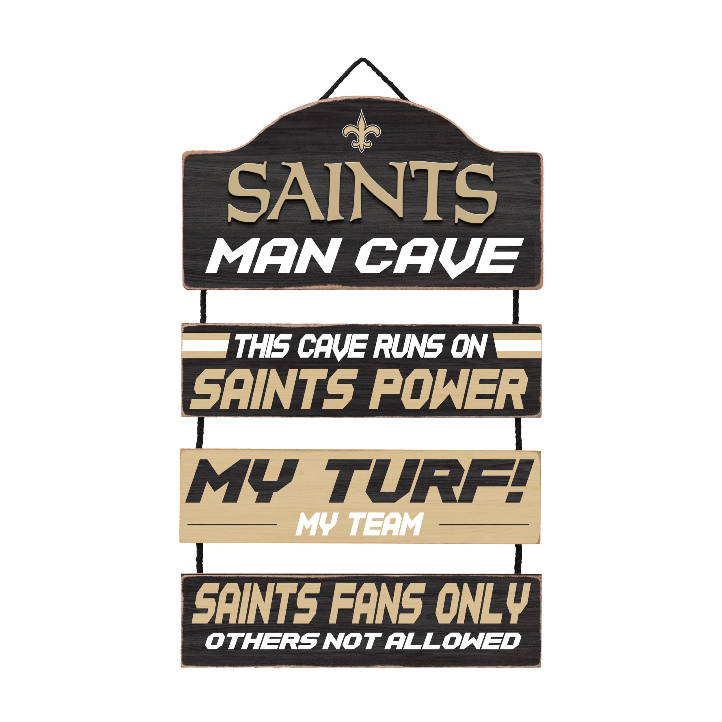 New Orleans Saints Wooden Man Cave Dangle Sign - Sports Collectibles, Sports Memorabilia, Sports Fan Shop, Sports Gifts