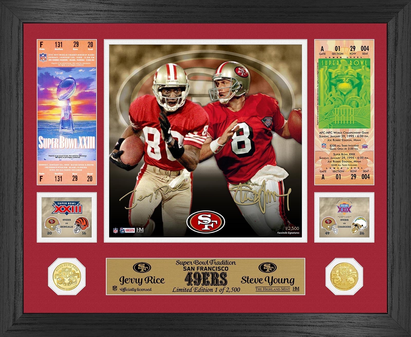Jerry Rice Steve Young Super Bowl Traditions Gold Coin Photo Mint - Sports Collectibles, Sports Memorabilia, Sports Fan Shop, Sports Gifts