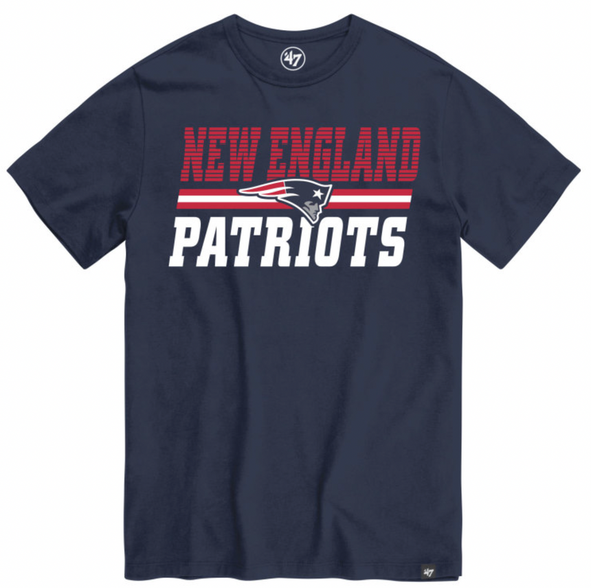 New England Patriots Mens Atlas Blue Run Thru Franklin Tee By 47' Brand - Sports Gifts, Sports Memorabilia, Sports Collectibles, Fan Shop