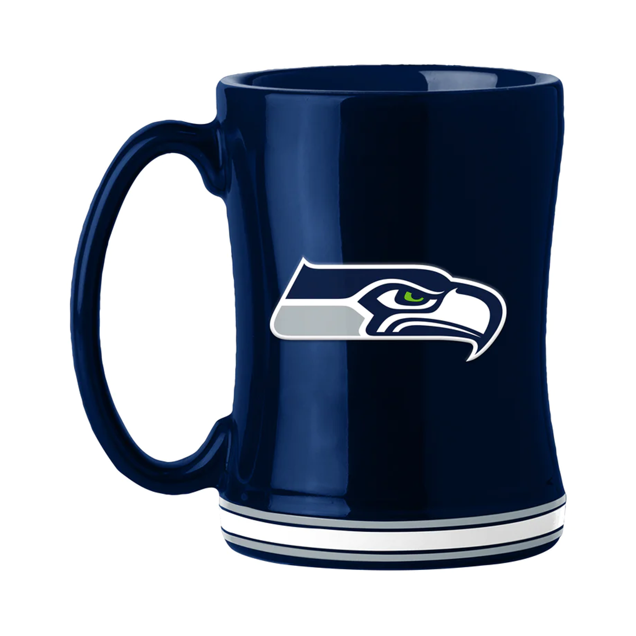 Seattle Seahawks Coffee Mug 14oz Sculpted Relief Team Color - Sports Collectibles, Sports Memorabilia, Sports Fan Shop, Sports Gifts