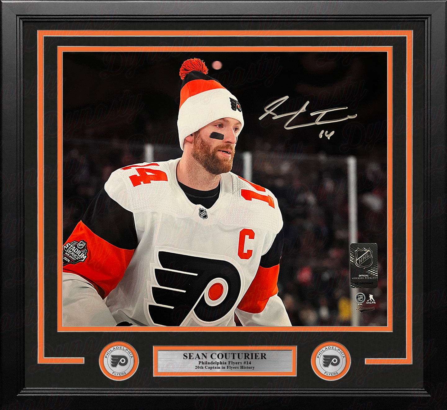 Sean Couturier 2024 Captain Debut Philadelphia Flyers Autographed 11x14 Framed Photo - Silver Ink - Sports Collectibles, Sports Memorabilia, Sports Fan Shop, Sports Gifts