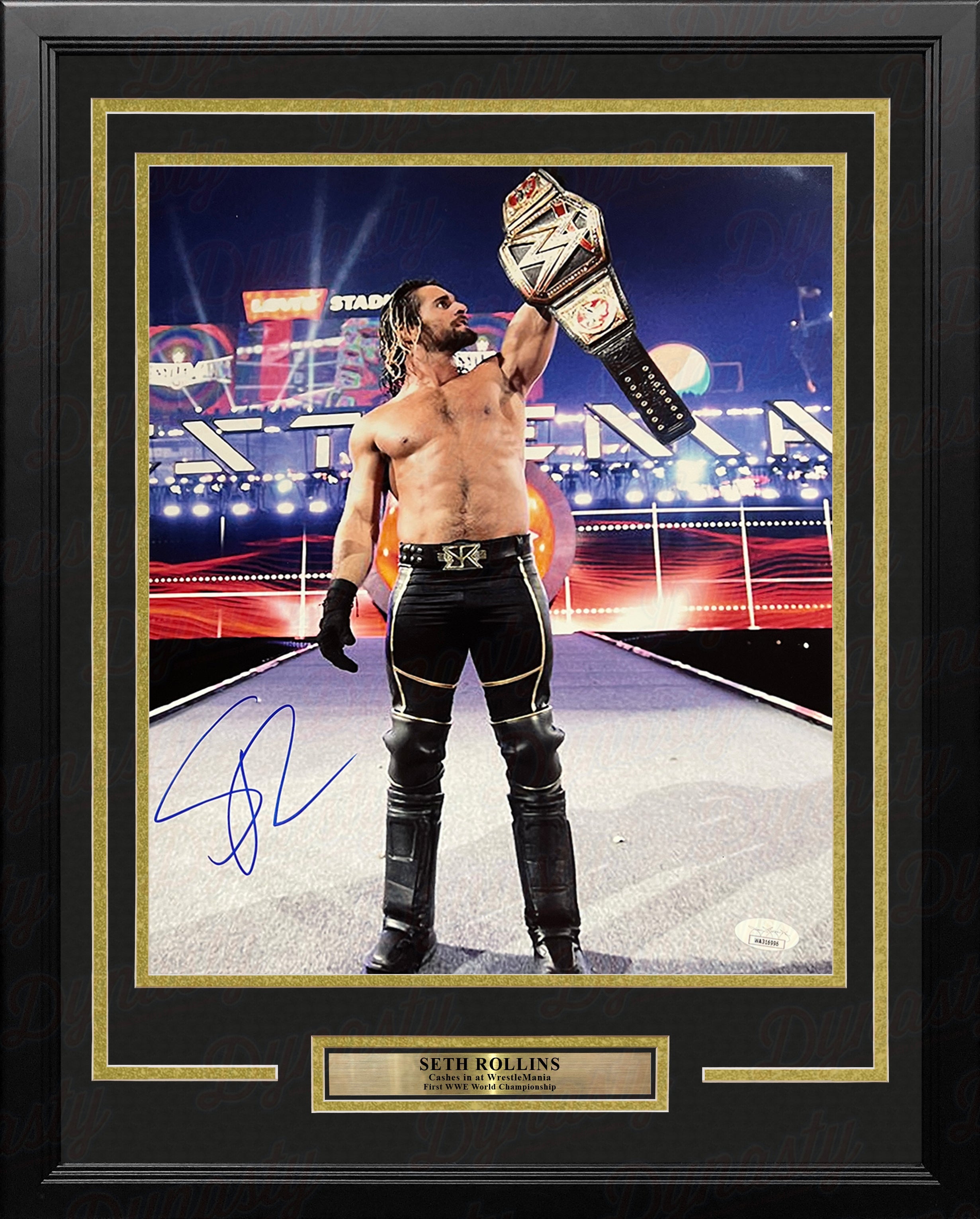 Seth Rollins Money-in-the-Bank Championship Cash-in Autographed Framed WWE Wrestling Photo - Sports Collectibles, Sports Memorabilia, Sports Fan Shop, Sports Gifts