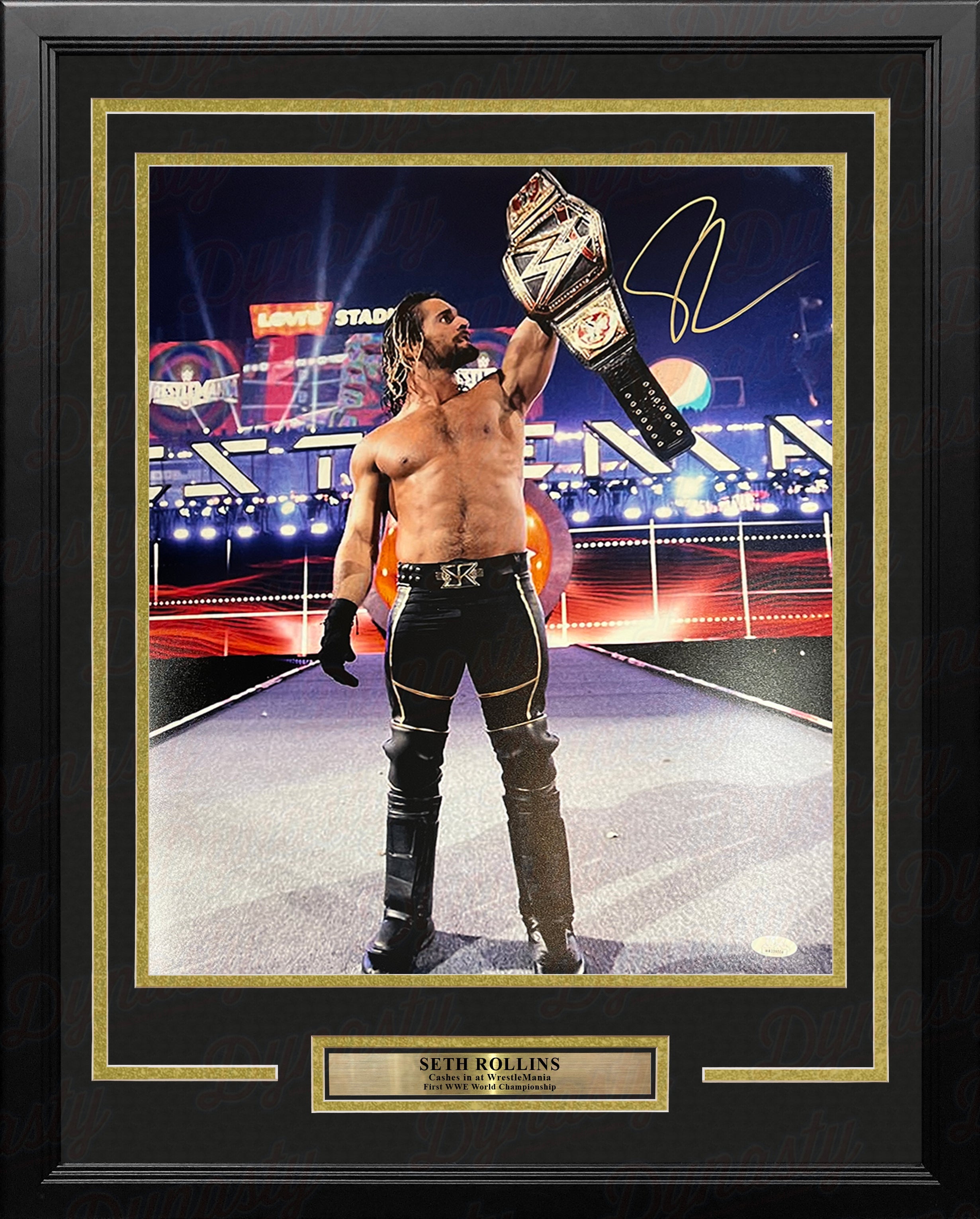 Seth Rollins Money-in-the-Bank Championship Cash-in Autographed Framed WWE Wrestling Photo - Sports Collectibles, Sports Memorabilia, Sports Fan Shop, Sports Gifts