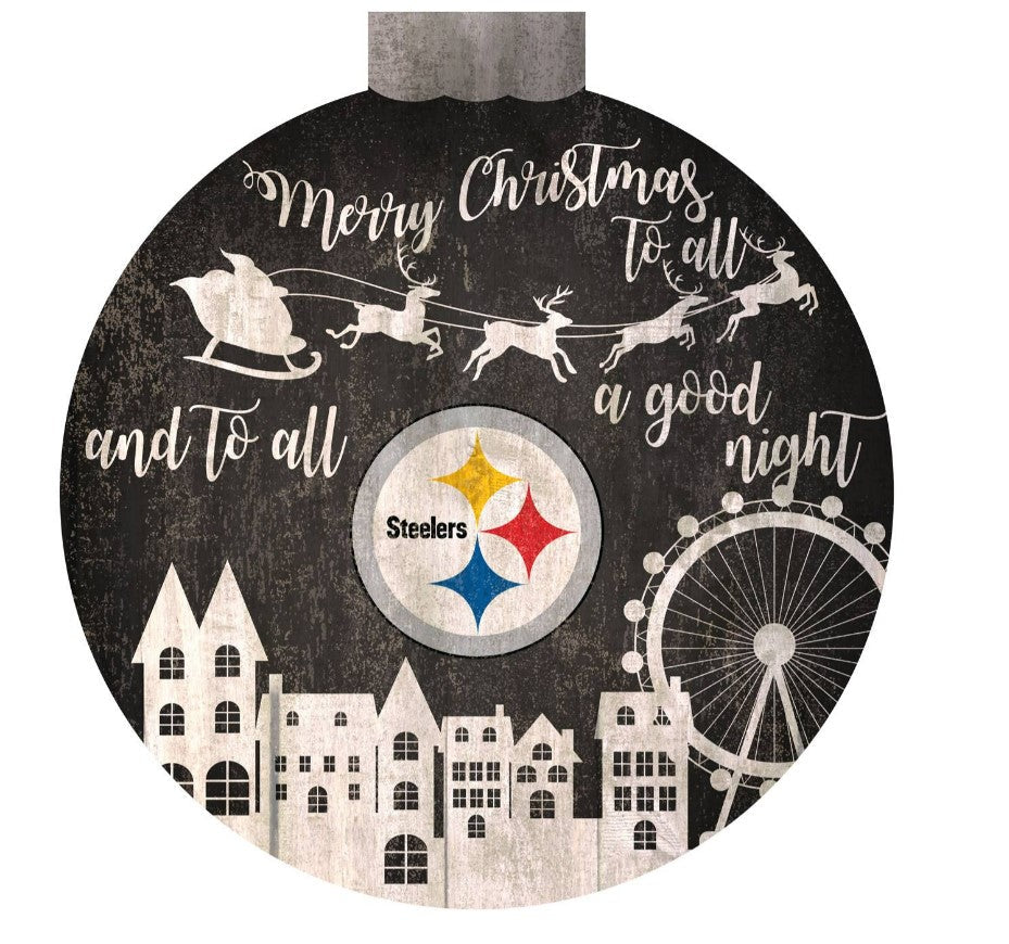 Pittsburgh Steelers 12" Christmas Village Wall Art Wood Sign - Sports Collectibles, Sports Memorabilia, Sports Fan Shop, Sports Gifts