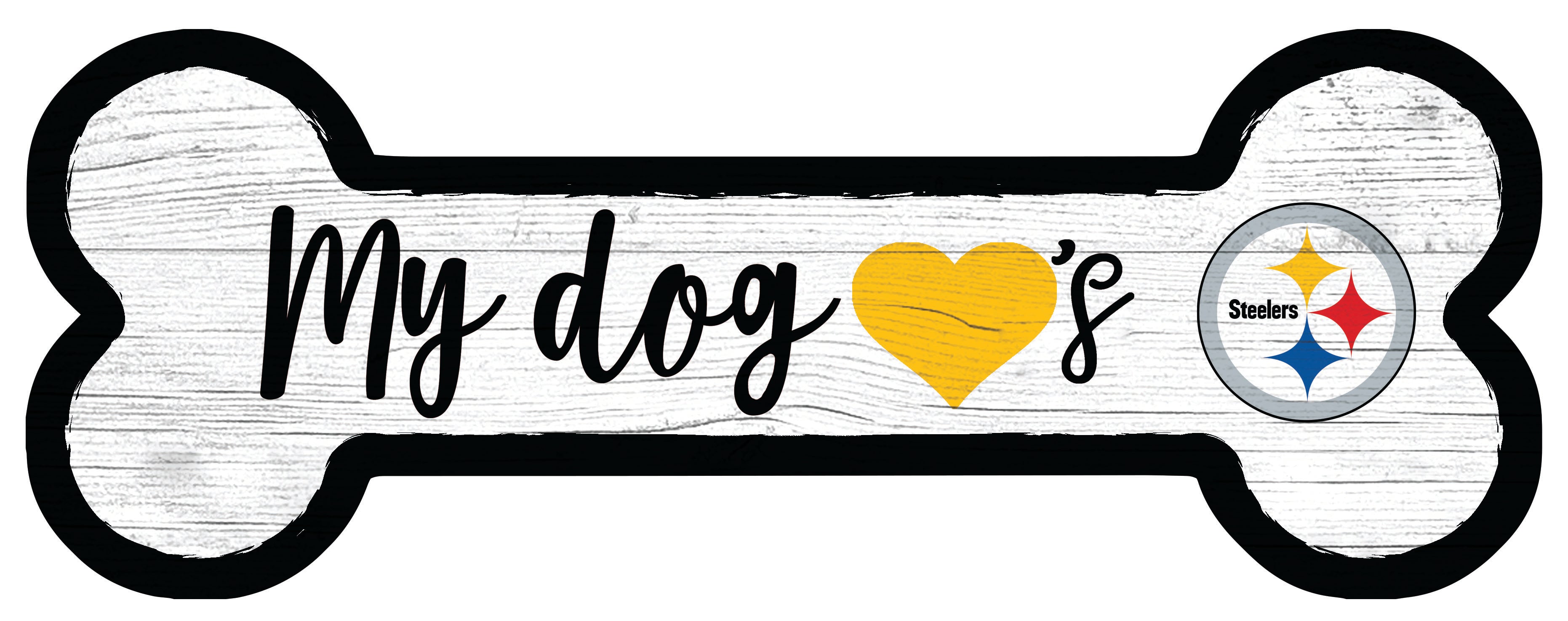 Pittsburgh Steelers Football Dog Bone White Wooden Sign - Sports Collectibles, Sports Memorabilia, Sports Fan Shop, Sports Gifts