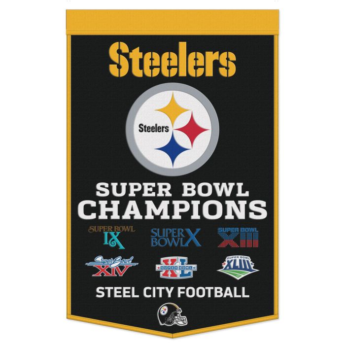 Pittsburgh Steelers 24" x 38" Primary Wool Banner - Sports Collectibles, Sports Memorabilia, Sports Fan Shop, Sports Gifts