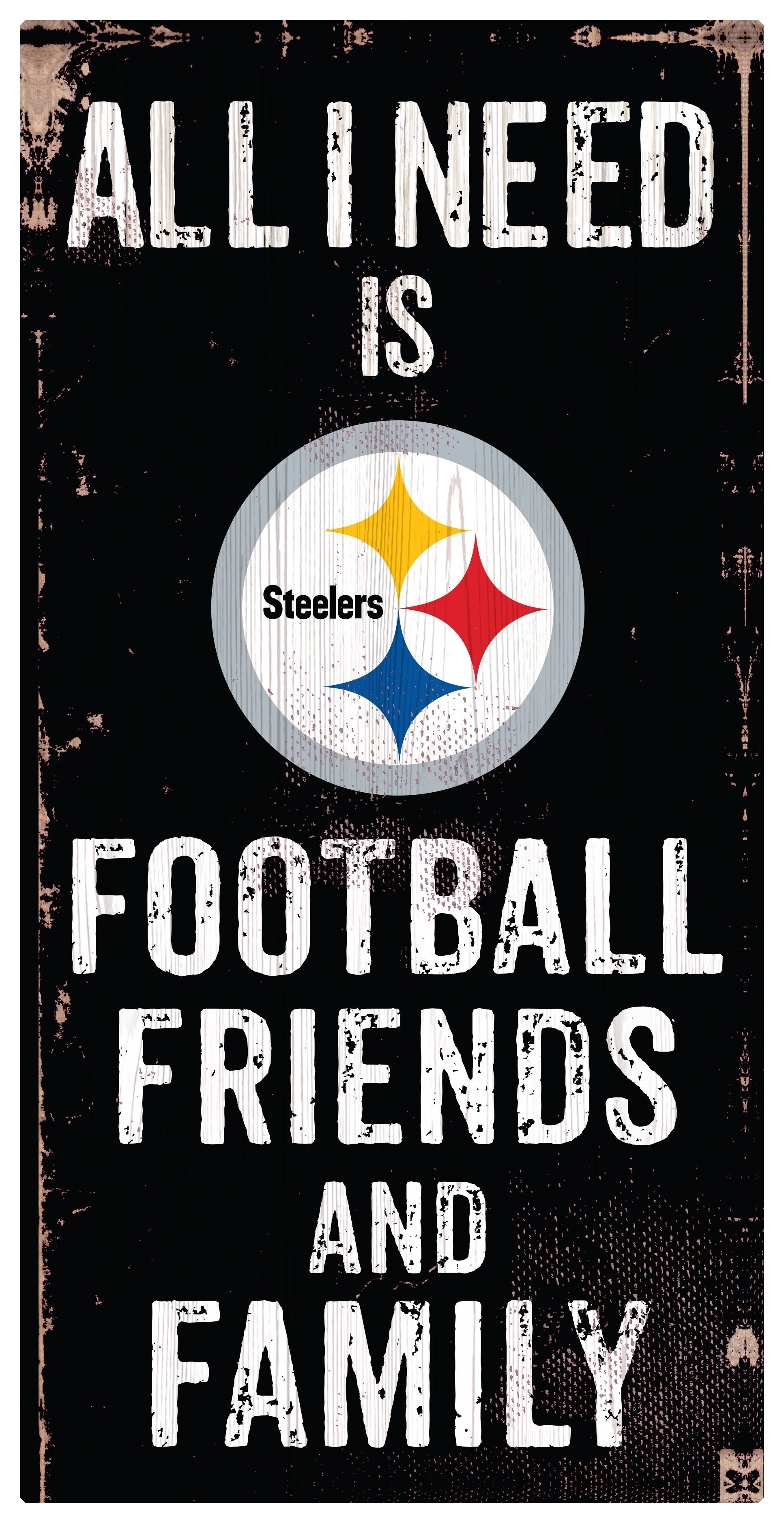 Pittsburgh Steelers Football, Friends, & Family Wood Sign - Sports Collectibles, Sports Memorabilia, Sports Fan Shop, Sports Gifts