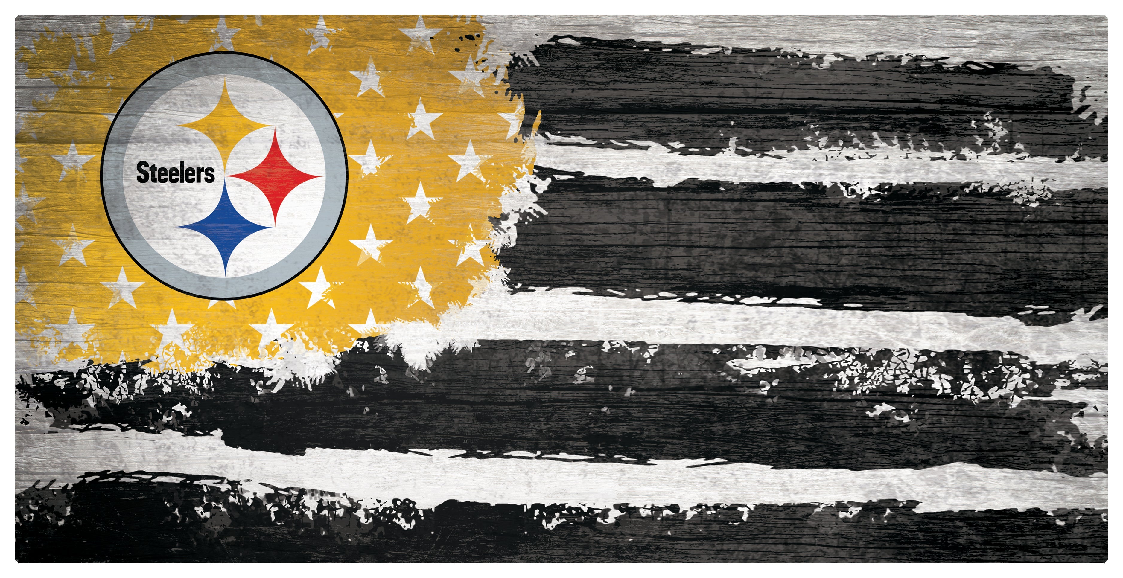 Pittsburgh Steelers Team Flag Wooden Sign - Sports Collectibles, Sports Memorabilia, Sports Fan Shop, Sports Gifts