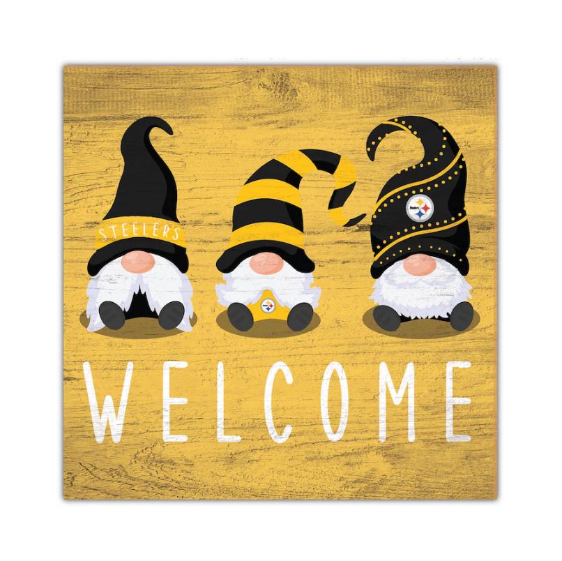 Pittsburgh Steelers Gnome 10" Welcome Wood Sign - Sports Collectibles, Sports Memorabilia, Sports Fan Shop, Sports Gifts