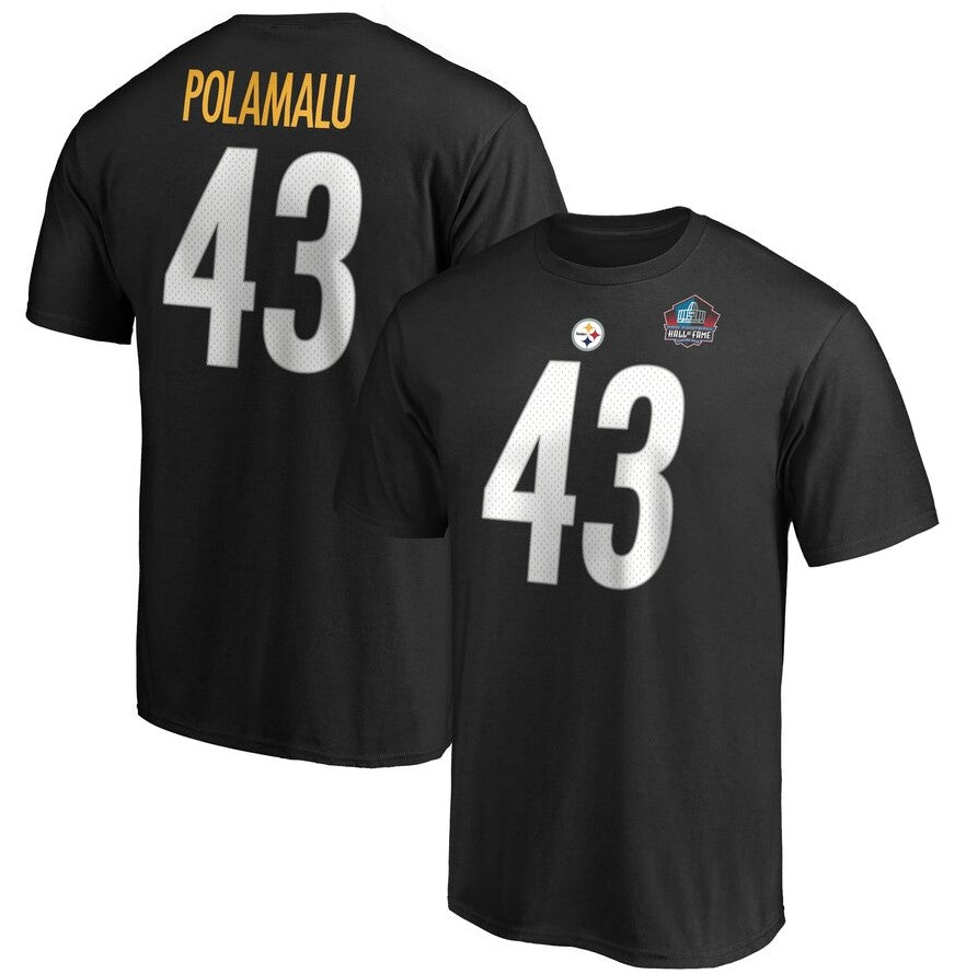 Troy Polamalu Pittsburgh Steelers Hall of Fame Inductee Player Name & Number T-Shirt - Sports Collectibles, Sports Memorabilia, Sports Fan Shop, Sports Gifts
