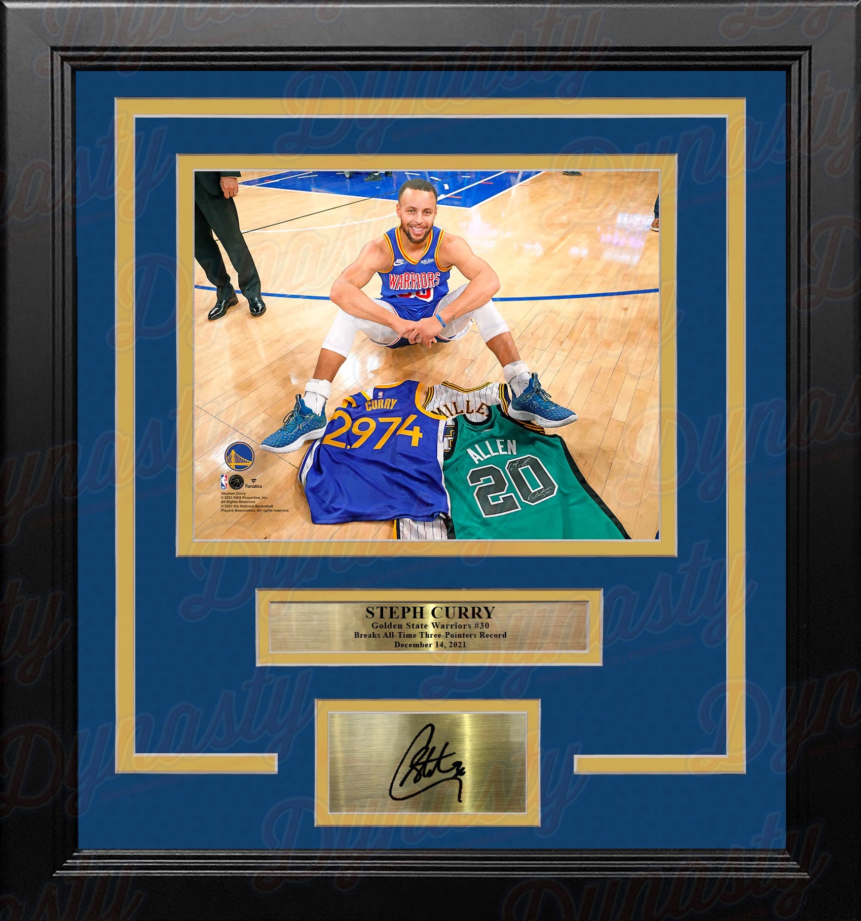 Steph Curry 3-Point Record Jerseys Golden State Warriors 8x10 Framed Photo with Engraved Autograph - Sports Collectibles, Sports Memorabilia, Sports Fan Shop, Sports Gifts