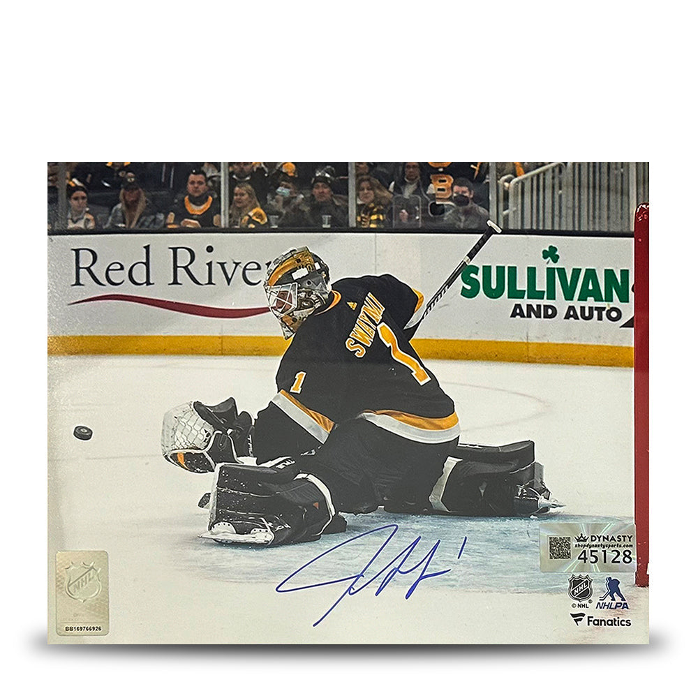 Jeremy Swayman Glove Save Boston Bruins Autographed 11" x 14" Hockey Photo - Sports Collectibles, Sports Memorabilia, Sports Fan Shop, Sports Gifts