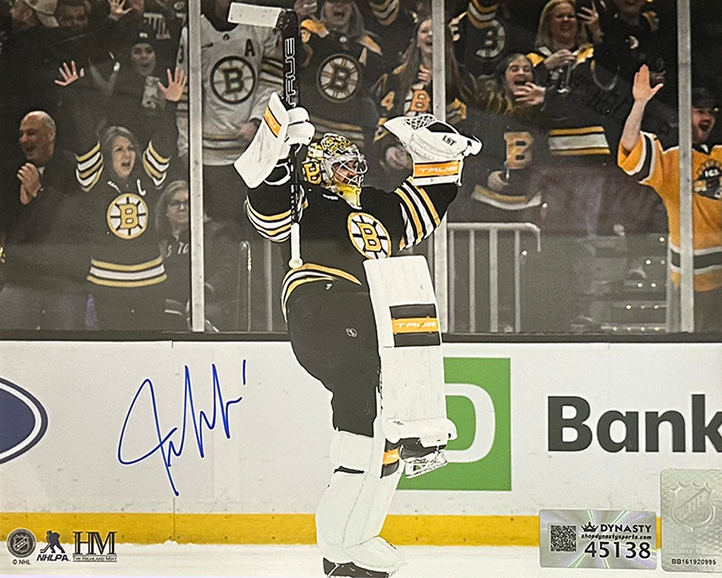 Jeremy Swayman Celebration Boston Bruins Autographed 8" x 10" Hockey Photo