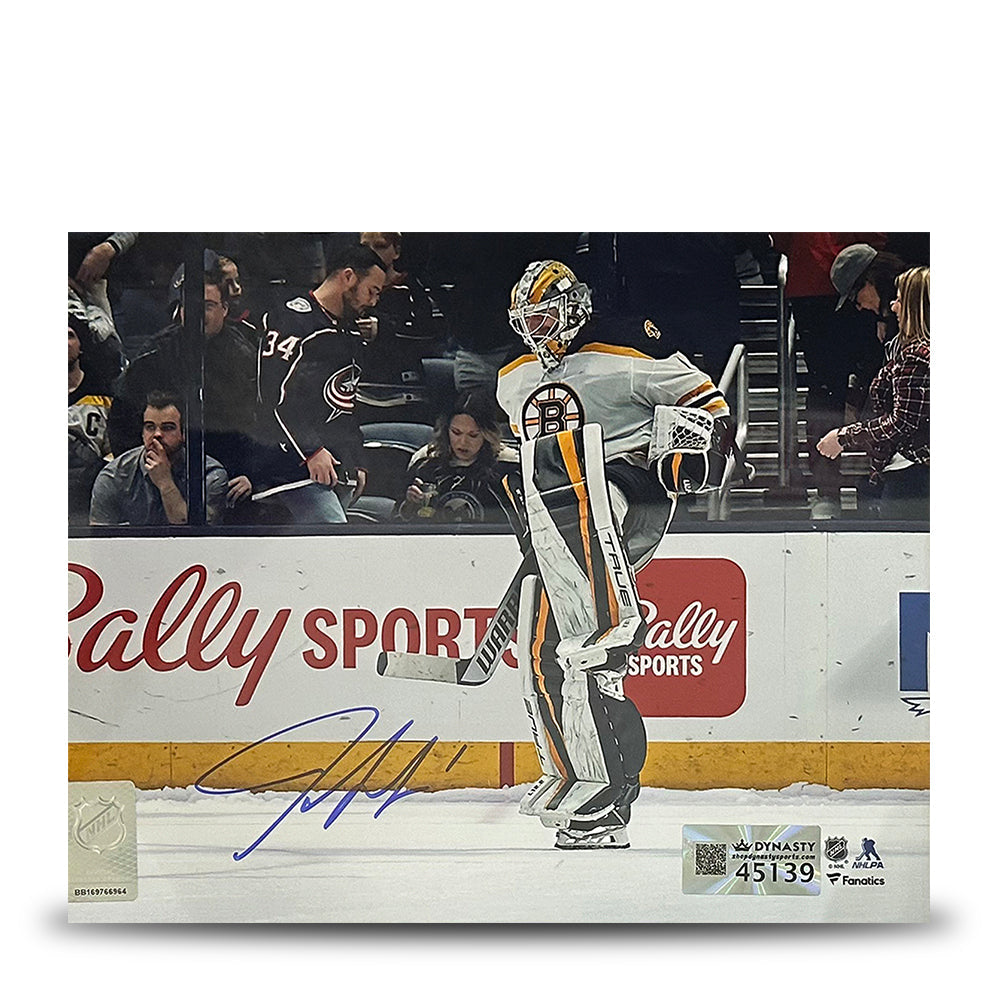 Jeremy Swayman Warming Up Boston Bruins Autographed 8" x 10" Hockey Photo - Sports Collectibles, Sports Memorabilia, Sports Fan Shop, Sports Gifts
