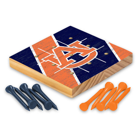 NCAA  Auburn Tigers  4.25" x 4.25" Wooden Travel Sized Tic Tac Toe Game - Toy Peg Games - Family Fun