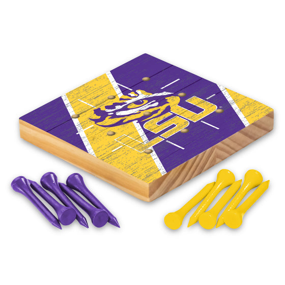 NCAA  LSU Tigers  4.25" x 4.25" Wooden Travel Sized Tic Tac Toe Game - Toy Peg Games - Family Fun