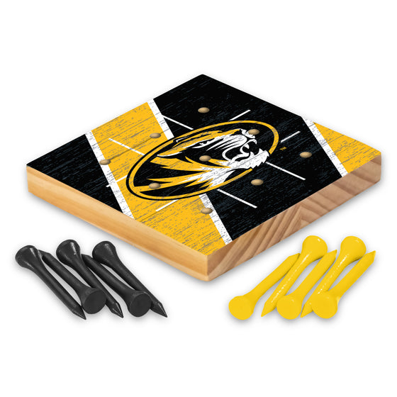 NCAA  Missouri Tigers  4.25" x 4.25" Wooden Travel Sized Tic Tac Toe Game - Toy Peg Games - Family Fun