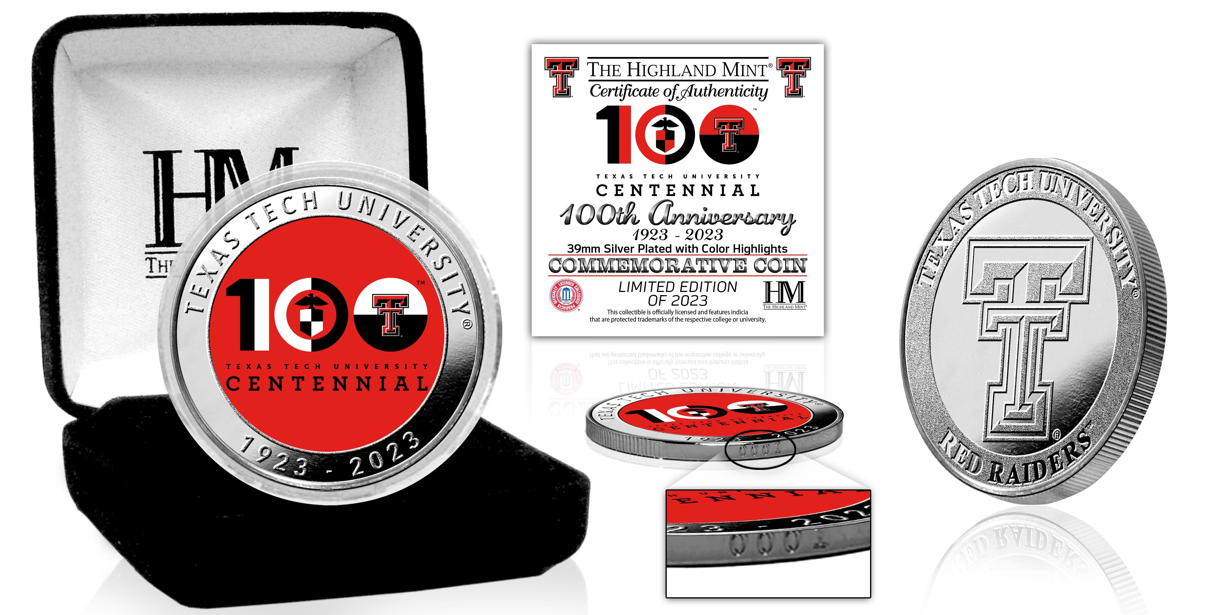 Texas Tech 100th Anniversary Color Silver Mint Coin - Sports Collectibles, Sports Memorabilia, Sports Fan Shop, Sports Gifts