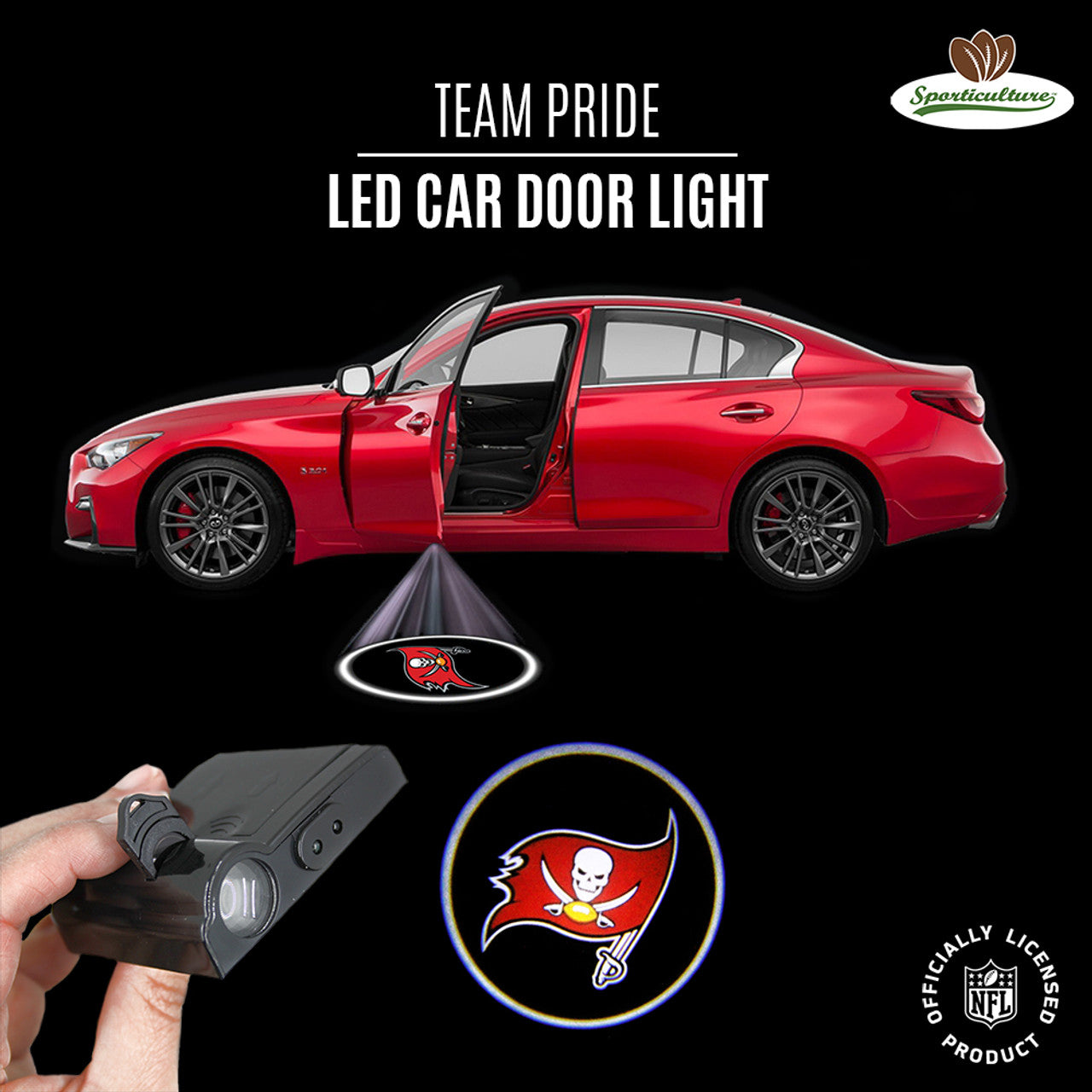 Tampa Bay Buccaneers Car Door Light LED - Sports Collectibles, Sports Memorabilia, Sports Fan Shop, Sports Gifts