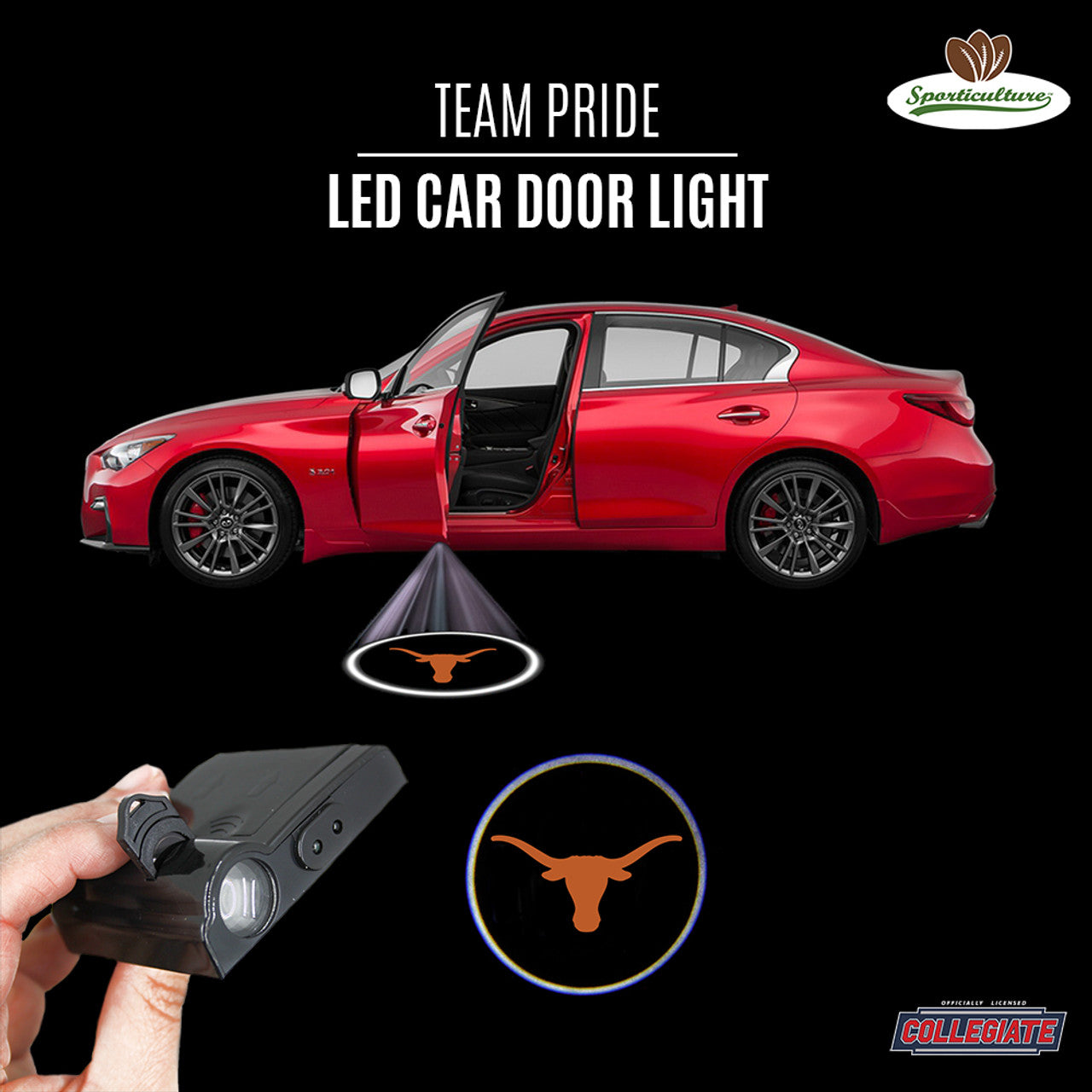 Texas Longhorns Car Door Light LED - Sports Collectibles, Sports Memorabilia, Sports Fan Shop, Sports Gifts