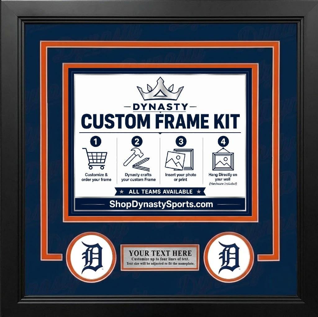 MLB Baseball Photo Picture Frame Kit - Detroit Tigers (White Matting, Navy Trim)